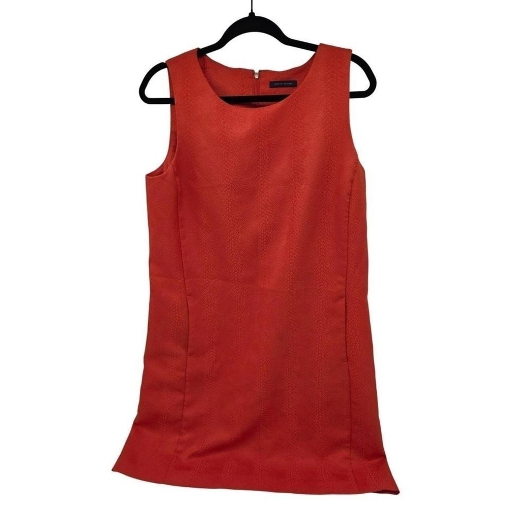 Tommy Hilfiger‎ Shift Dress Womens 8 Orange Excellent Snakeskin Jacquard Mini
